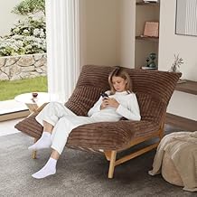 WJShome Oversized Chaise Lounge Chair,47.24" Accent Chair,Sleeper Sofa Bed for Living Room,Comfy Recliner Loveseat Couch with Removable Upholstered for Reading Bedroom Brown