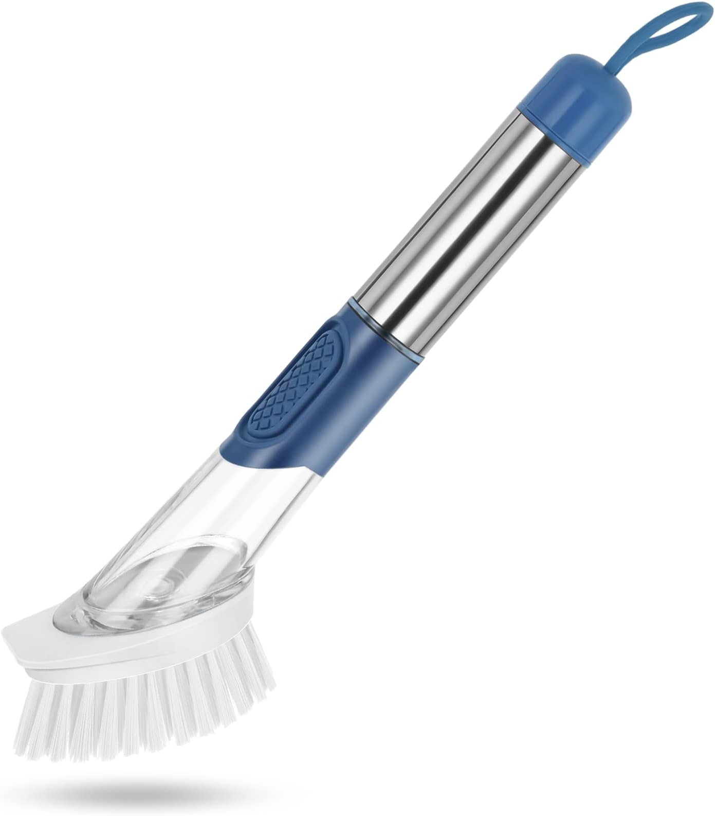 NileHome Soap Dispensing Dish Brush, Kitchen Scrubbing with Replaceable PP Brush Heads, Cleaning Brushes for Pots and Dishes (Blue)