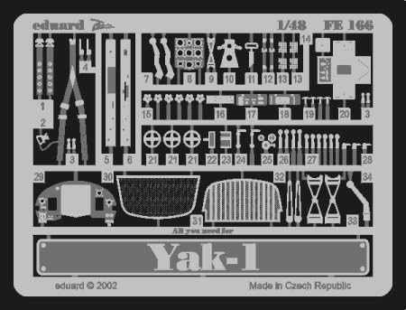 Yak-1 Photo Etch Cockpit Details for Accurate Miniatures model kit (1/48 accessory, Eduard FE166)