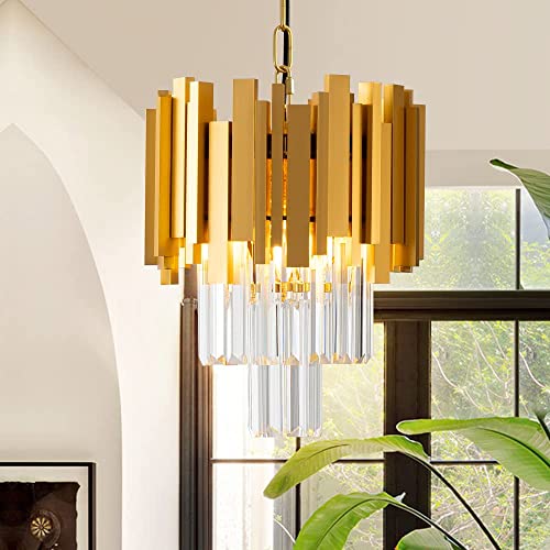 Biewalk Matte Copper Color Retro Gold Pendant Light, Modern Crystal Pendant Light For Dining Room, Bedroom, Living Room, Kitchen Island. #TOP7