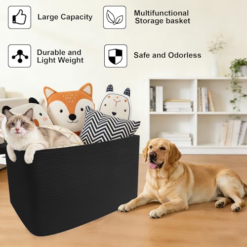 HZFTJOY 96L Woven Laundry Basket with Handles, Extra Blanket Basket,Black by HZFTJOY - Used condition - Image 8