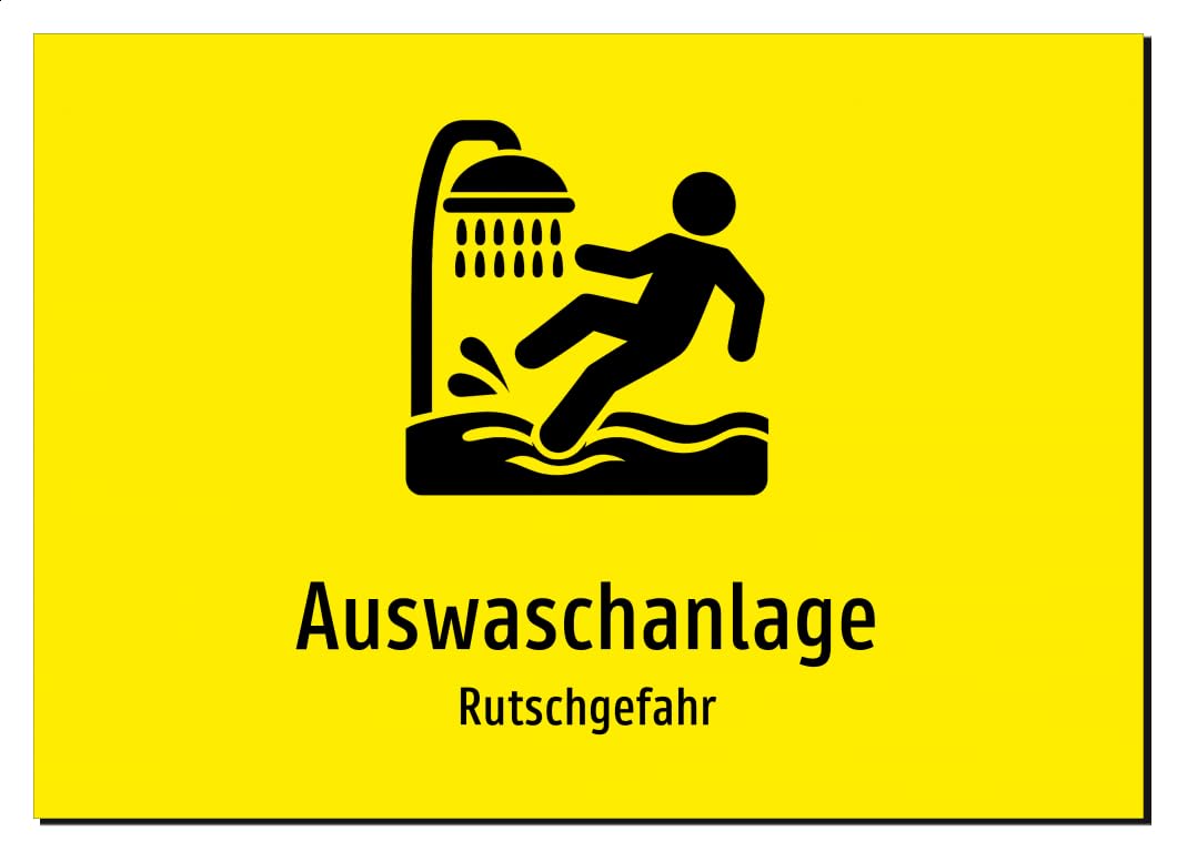 36814-DE-S-06 | Auswaschanlage - Rutschgefahr | Aluminiumschild A5, 210 x 148mm | mit Symbolgrafik und Text
