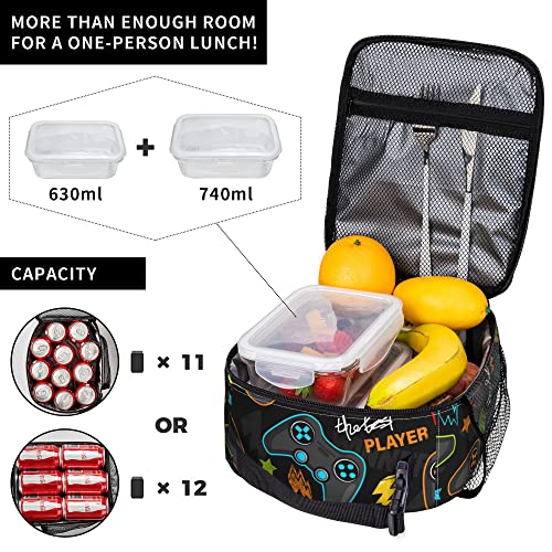 Fuabjpoi Video Game Controller Insulated Lunch Bag - Reusable Lunch Box - Portable Lunch Tote For Women Men And Kids #TOP3