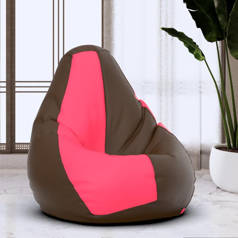 Bean Bag Chair Cover | Size: 0XL | Color: Brown Pink | Without Beans | Premium Leatherette Cover (CMF 3497)-image-47