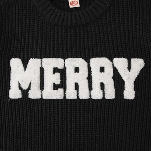 Image of CM C&M WODRO Girl's Merry Sweater Christmas Knit Crewneck Long Sleeve Pullover Cute Holiday Jumper Tops 7-11 Years