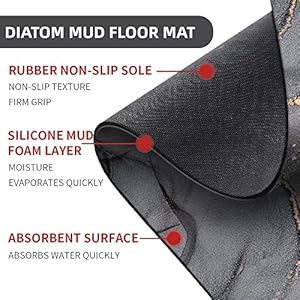 SHENWSAN Diatomaceous Earth Bath mat ，Black Gold Shiny Marble Super Absorbent Fast Drying Non-Slip Diatomite Mud Bathroom Floor Rugs，Office Doormat Kitchen Dining Living Hallway Area Rug,40cm×60cm
