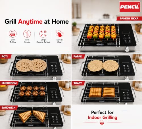 Image of Pencil Swift Infrared Cooktop 2000W Touch Control | All Vessel Compatible | 4.5kV Surge Protection | Crystal Glass Top | Preset Functions | Overheat Protection | Electric Cooktop