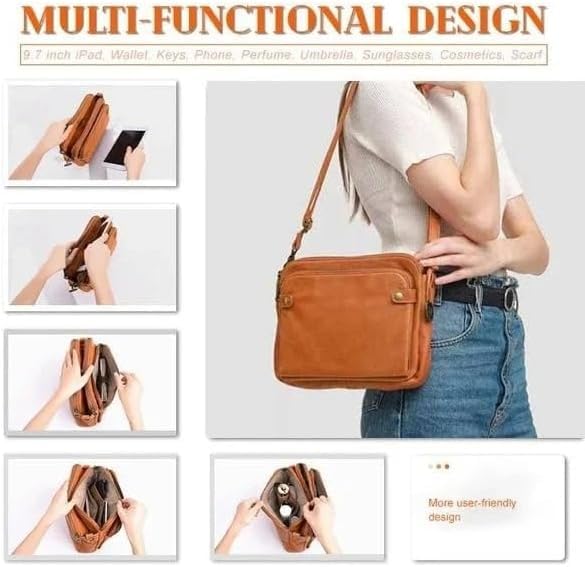 Crossbody Bags for Women, Crossbody Leather Shoulder Bags and Clutches for Women 3 Layer Crossbody Handbags3