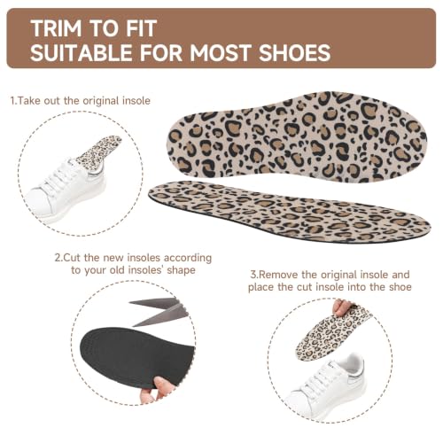 Image of Womens Shoe Insoles Anti Odor Thin Barefoot Inserts Size 9-13 | Breathable,Comfort Sockless Shoe Liner,No Show Socks,Machine Washable,Moisture Control,Cute,Everyday Insoles,Leopard Print