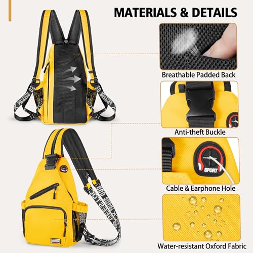 Image of Geestock Convertible Sling Bag for Women Men, Lightweight Crossbody Backpack Daypack Chest Bag Fit 10.9 inch Tablet for Travel, Sport, Hiking & Commute, Yellow, 8.27inx3.94inx13.39in
