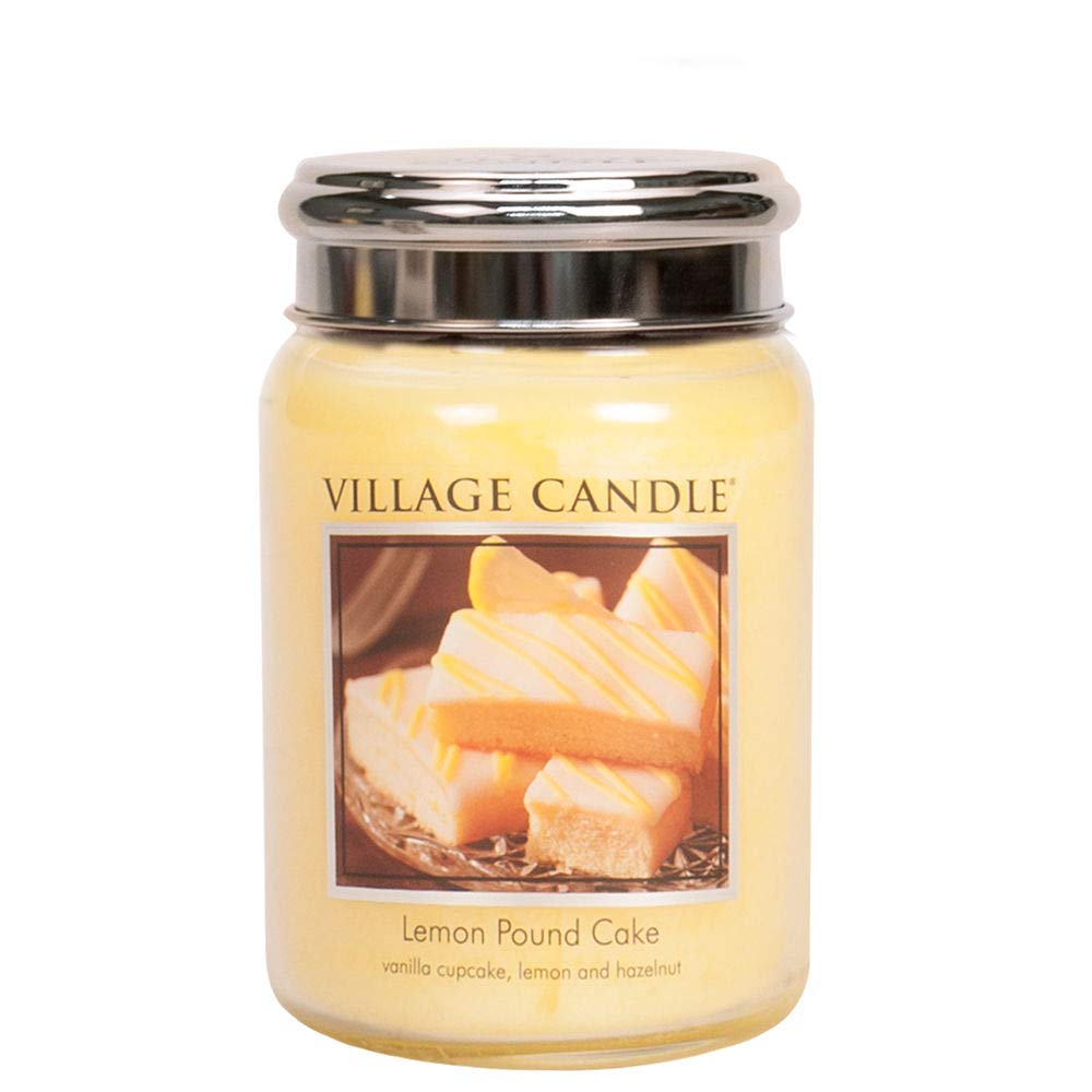 Village Candle - Candela dosa di Vetro 737g, Torta al Limone