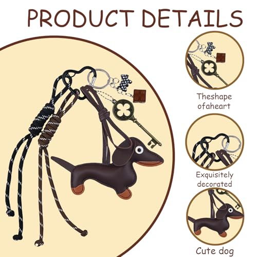 JazRvr Bag Charm, Taschen Charms, Taschenanhänger Aus PU Leder, Y2K Niedlicher Dackel Anhänger Für Taschen, Rucksäcke Und Autoschlüssel Ideal Als Geschenk Für Junge Frauen Und Fashion-Liebhaber