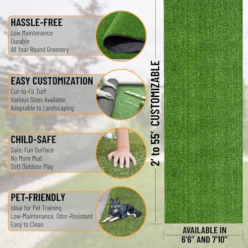 Ottomanson Artificial Grass Turf 7'10" x 12' Indoor Outdoor Faux Grass Rug with Drainage Holes, Customizable with Extra Long Size Options, Perfect for Patio Lawn Balcony Weddings Photoshoot Backdrop