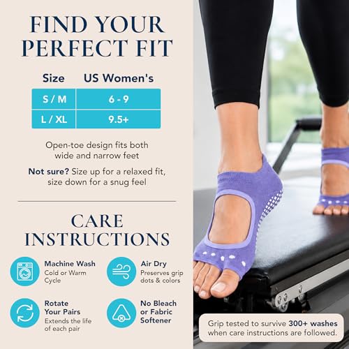Image of Tucketts Allegro Toeless Pilates Socks with Grips for Women, Non-Slip Open-Toe Grip Socks, Yoga, Barre, Dance, Reformer, Home