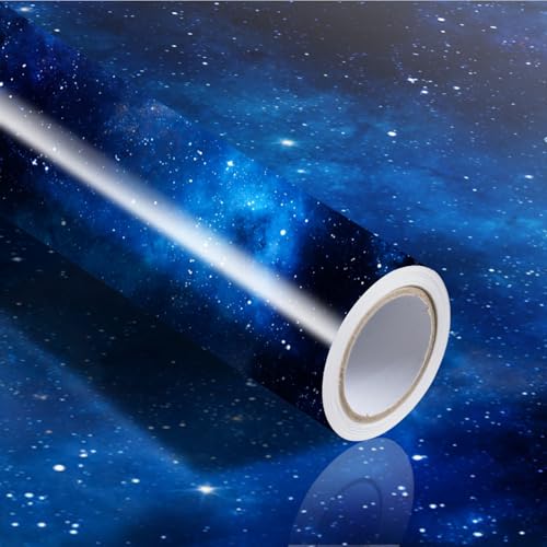 Image of Nuxovilar Dark Blue Galaxy Marble Wallpaper Peel Stick 15.75x118.11