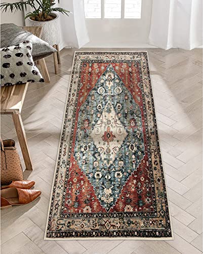 Aizhu Boho Kitchen Runner Rug - 2' X 4.3', Non Slip Thin Entryway Rug Indoor Doormat Persian Area Rug Washable Tribal Distressed Accent Throw Low Pile Rug Front Floor Carpet For Entrance Bedrooms #TOP4