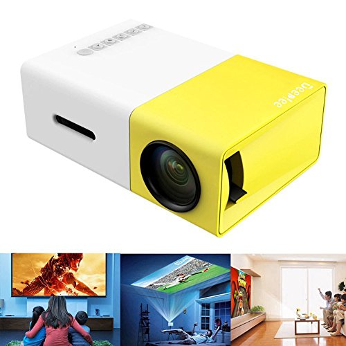 Deeplee Mini Projector, Portable LED Projector Home Cinema Theater with PC Laptop USB/SD/AV/HDMI Input Pocket Projector for Video Movie Game Home Entertainment Projector (Yellow)