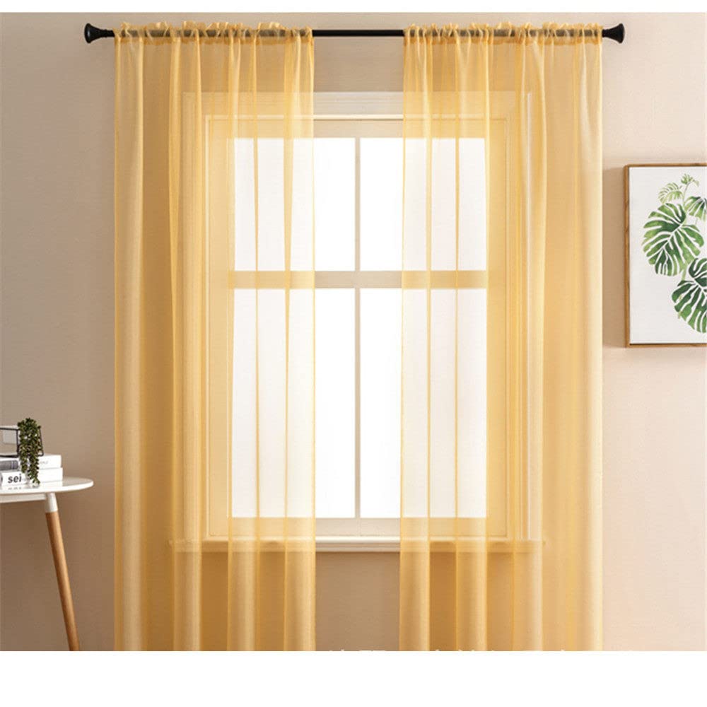GIVBRO Sheer Curtains Window Drapes Transparent Voile Door Curtain Rod Pocket Panel for Home Room Decoration Orange, 140 * 185cm