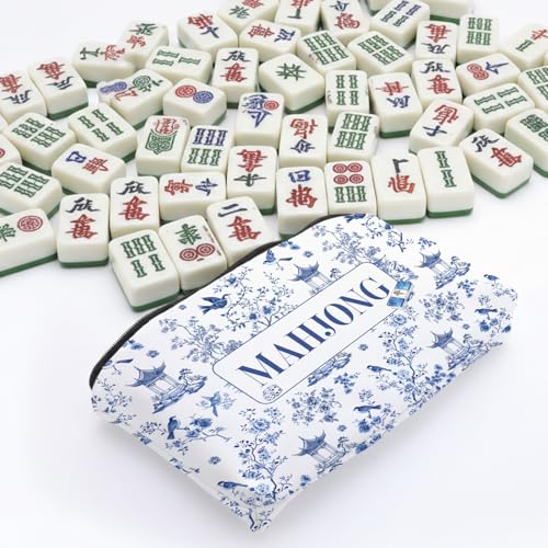 Bolsa de almacenamiento para fichas Mahjong impermeable azul miniatura 5