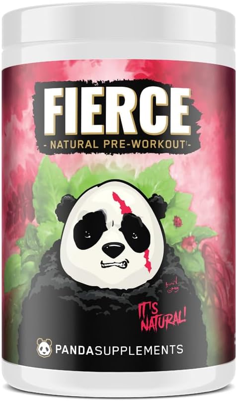 Underground Bio Labs Panda Supps Fierce pre-entrenamiento natural con cero ingredientes artificiales y 300 mg de cafeína de origen natural para