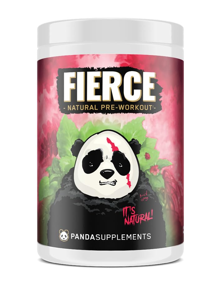 Image of Underground Bio Labs Panda Supps Fierce: Natural Pre-Workout with Zero Artificial Ingredients and 300mg Naturally Sourced Caffeine for Clean Energy and Focus (30 Servings)(Panda's Blood)