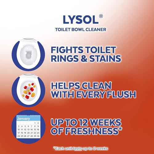 Lysol Click Gel Automatic Toilet Bowl Cleaner, Toilet Gel Stamp, Toilet Freshener, Bathroom Essentials, Refreshing Mango & Hibiscus Scent, 6 Count (Pack of 1)