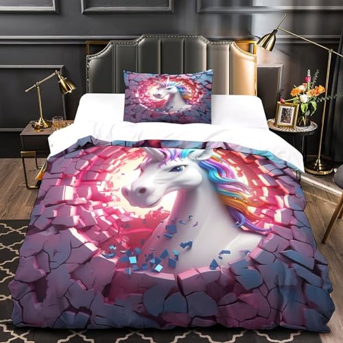 Housse de couette licorne 3D en microfibre premium douce 135x200 - 4