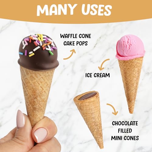 Image of Mini Ice Cream Cones, Mini Waffle Cones, Mini Sugar Cones for Cake Pops