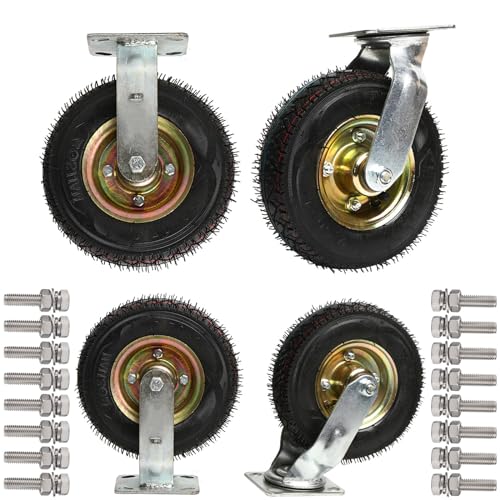 Roulettes pivotantes robustes en caoutchouc gonflable pour charges lourdes