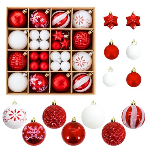 Flow fire Plastik Rot Weiße Weihnachtskugeln, Christbaumkugeln...
