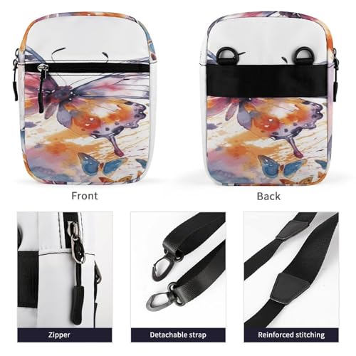 Small Satchel,Watercolor Butterfly Print Small Shoulder Bag,small Messenger Satchel Bags,mini Bag with Adjustable Strap3