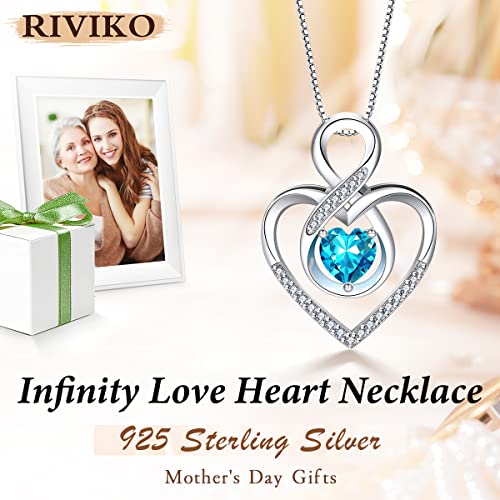 Riviko Women's 925 Sterling Silver Heart Pendant Necklace for Valentine's Day Birthday Gifts