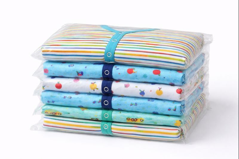Image of NammaBaby New Born Baby Combo Set Cotton Front Open Full Sleeves Vest- Tshirt Jhabla (6PC) and Unisex Kid's Pajama with Booties (6PC)- Perfect for Your Infants with Cutely Print (12 Pieces)