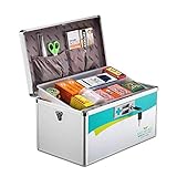 GOXJNG Medizin Box Set Tragbare Erste-Hilfe-Box Aluminium Medizin-Schrank Abschließbare Medical Kit mit verstellbarem Schultergurt for Home Reise Arbeitsplatz Büro (Color : Silver, Size : XL)
