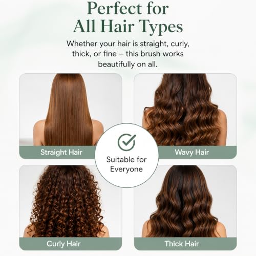 Image of GLUN Portable Detangling Hair Brush Pack of 1 Green Colour, Curly & Straight Hair Brush for Women & Men Accessories Use in Salon, Home & Personal Use