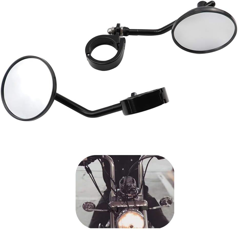 GUAIMI Motorcycle Mirrors 39-41mm Fork Mount Side Mirror Rearview Mirrors Compatible with Harley Sportster XL 883 1200 XL48 72 Rebel Y Bolt Custom Cruisers-Black
