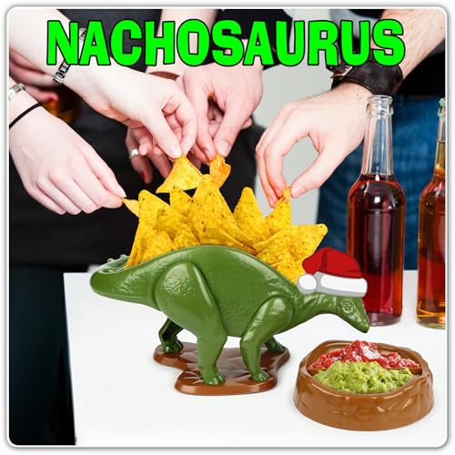Funwares Original Nachosaurus Snack and Dip Set, Dinosaur Nacho Holder