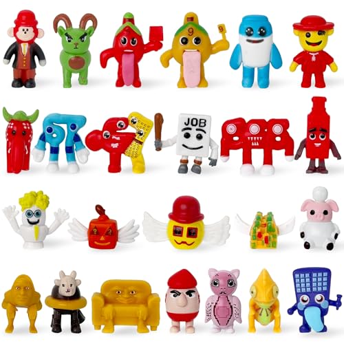 Gensly 24 Pcs Brainrot Figure Toys Strawberry Elephant/67/666/Lucky Block Mini Figures for Game Fans Creative Collectible Figurines