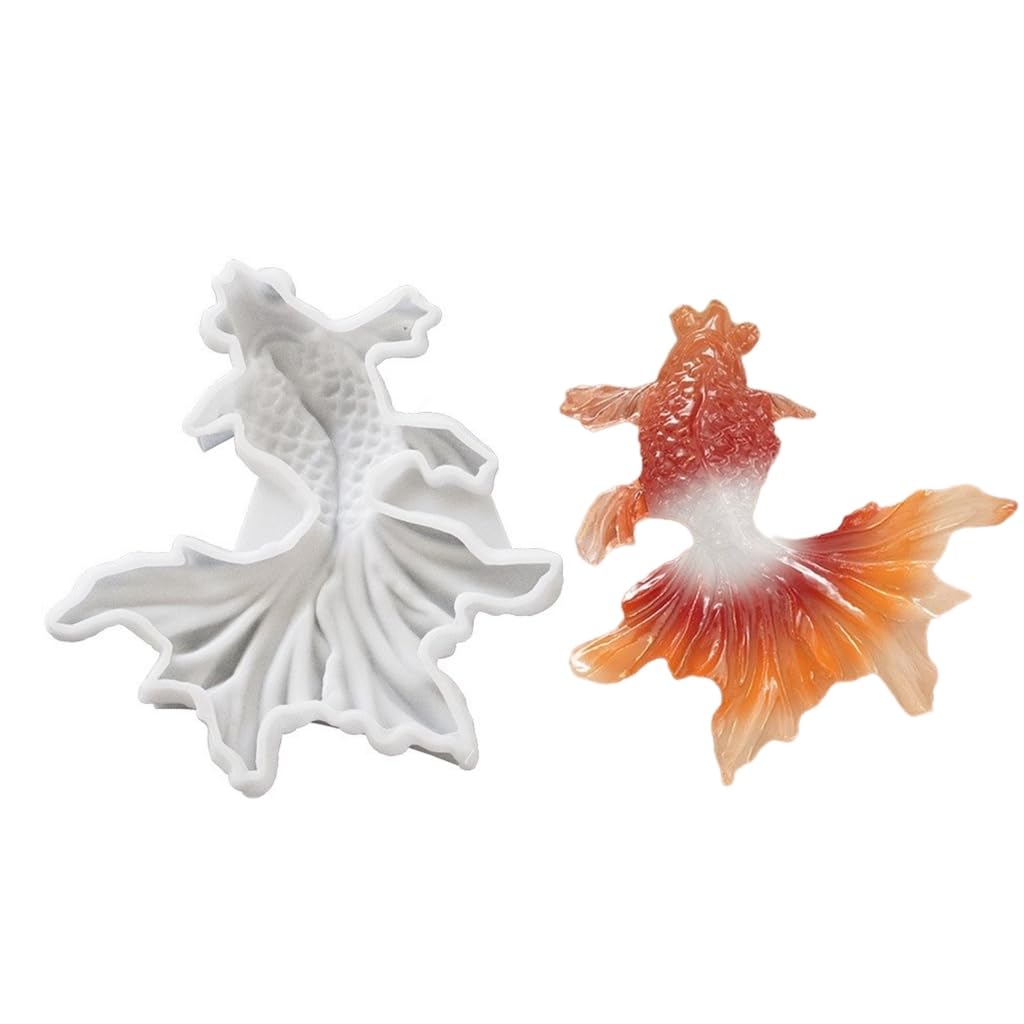 DeryArcle 2 Pezzi Stampi Silicone Pesci, 3D Stampo Resina Carpa, Muffa in Resina Epossidica Pesce Koi Fish Resin Mold per Fai Da Te Portachiavi