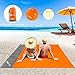 Balcony & Falcon Tapis de Plage 140 x 200cm Grande Couverture de Plage Imperméable Anti-Sable avec 4 Piquets Portable pour Camping, Plage, Pique-Nique (Orange)