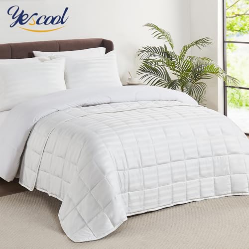 Image of yescool Weighted Blanket for Adults (20 lbs, 60 inch x 80 inch, Snowy Stripes) Heavy Blanket for Sleeping Perfect for 190-210 lbs, Queen Size Breathable Blanket with Premium Glass Bead, Machine Washable