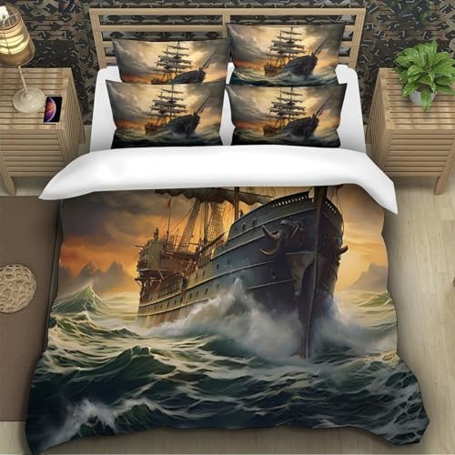 Parure de lit ski 200x200cm avec housse de couette imprimée 3D en microfibre pour garçon - 5
