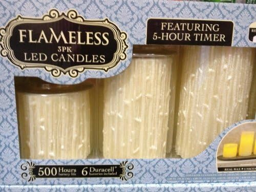 Flameless LED Candles - 3PK, 5-Hour Timer, Realistic Wick & Unscented Wax