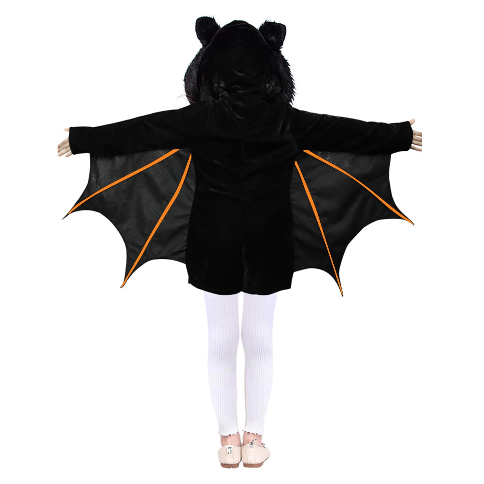 XLKJLI Bat Costume Child Halloween with Hood Bat Girl Vampire Costume Halloween Black Cape (M) - Image 4