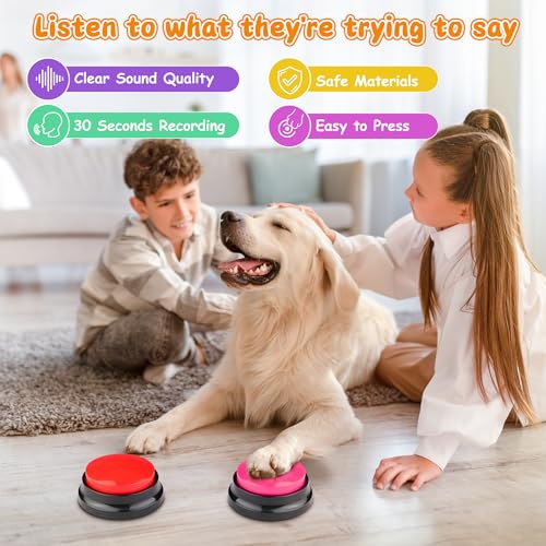 Recordable Dog Buttons back and side views