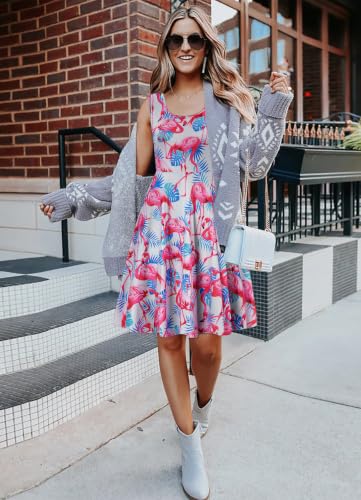 Image of uideazone Women Funny Print Sleeveless U Neck A Line Casual Midi Dress