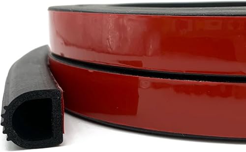 PACIXU Burlete de goma en forma de D, tira de sellado autoadhesiva, junta de goma para RV, automóvil, barco, puerta de garaje, ventana, maquinaria y