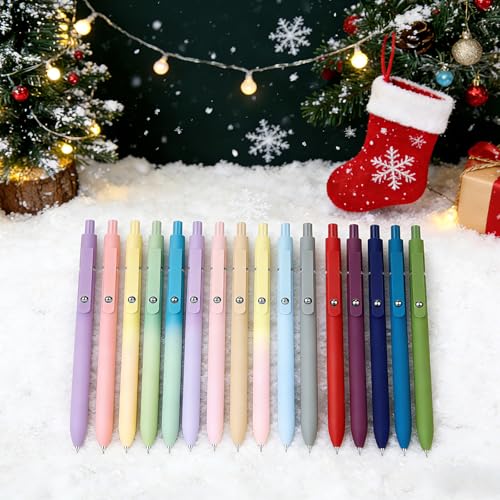 Image of Gel Pens, 5pcs 0.5mm Gel Pen Black Ink Fine Point Pens With Smooth Writing | Cute Quick Dry Pens with Silicone Grip For Journaling, Teacher Work Desk Accessories Office Supplies for Men Women, Vintage
