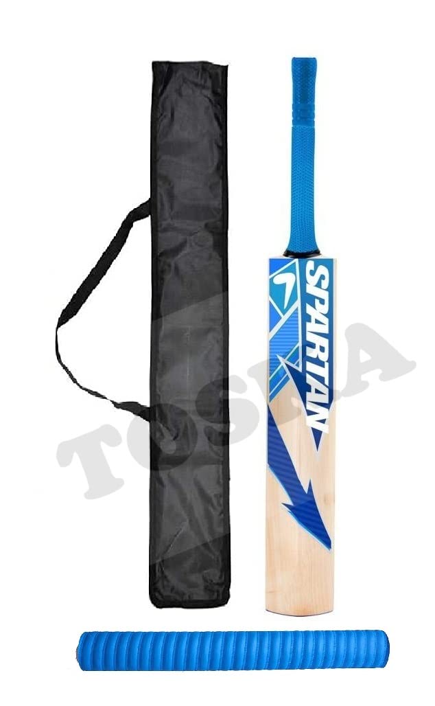 TOSKA Cricket Bat Full Size Popular Willow Spartan Cricket Bat & One Grip & Bat Cover for Tennis Ball, Leather Ball Rubber Ball, Plastic Ball (Men|Women) (Blue) (B09SX4RX7M) Amazon Price History, Amazon Price Tracker