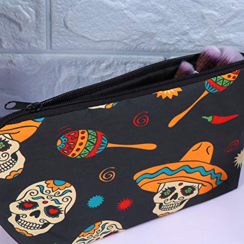 PIXNOR Dia Das Bruxas Saco de Maquiagem CrÃ¢nio Saco CosmÃ©tico Pequena Bolsa de Maquiagem para Mulh
